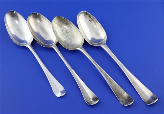 An early 18th century silver Hanovarian rat-tail spoon by Benjamin Watts, 6.5 oz.